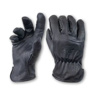 BEAR KNUCKLES Fleece-Lined Water Resistant Black Leather Cowhide Driver Gloves